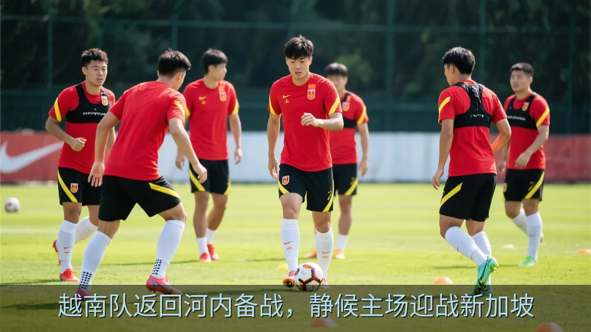 足球队在训练场进行赛前备战